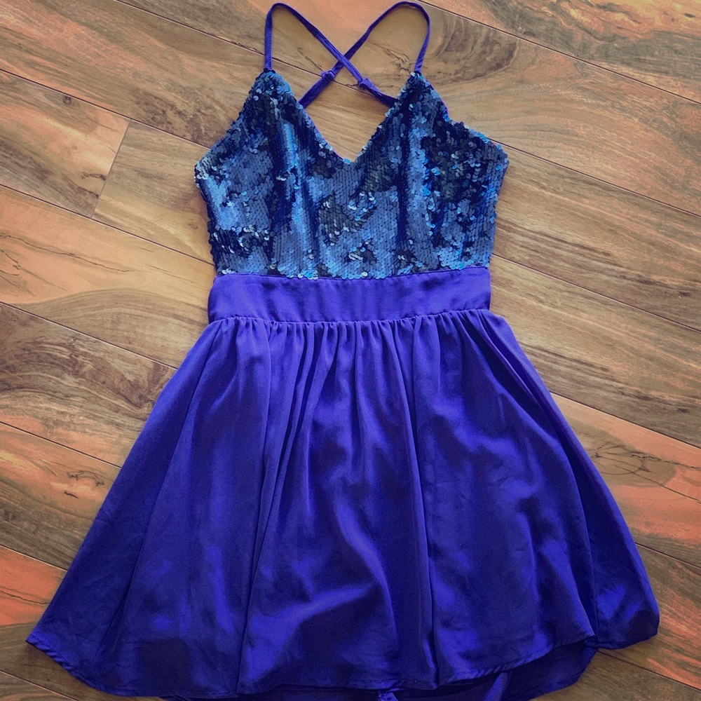 Short purple sequin dress